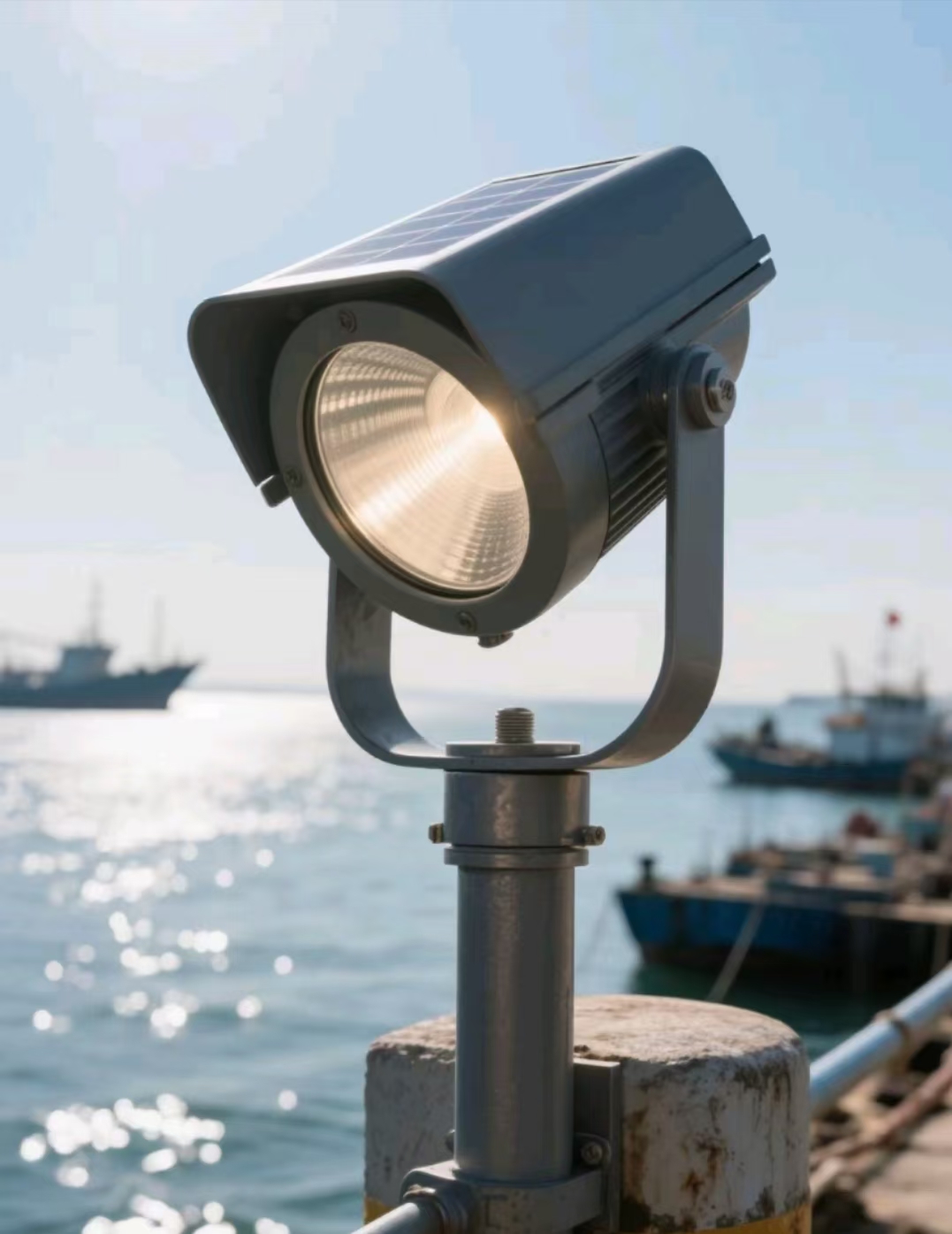 港口照明新标准：抗盐雾太阳能投光灯