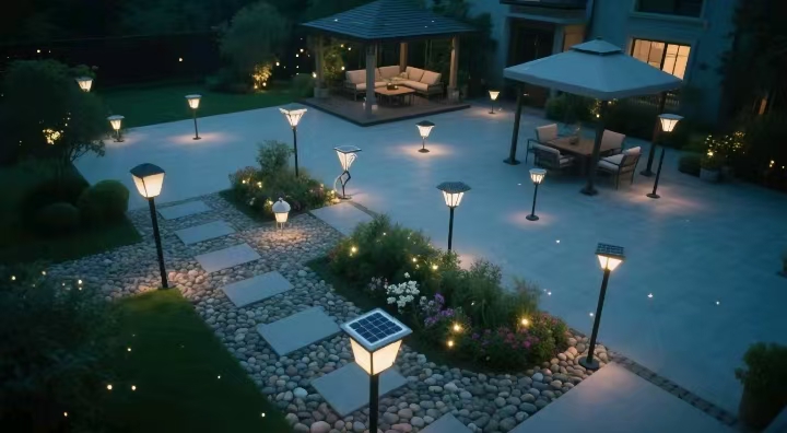 夜色中的庭院艺术，从一盏太阳能灯开始